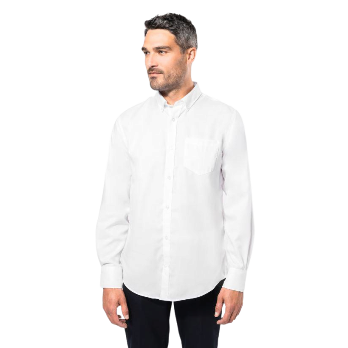 CAMISA HOMEM M/L 100%A 115GR (NÃO PRECISA PASSAR A FERRO)